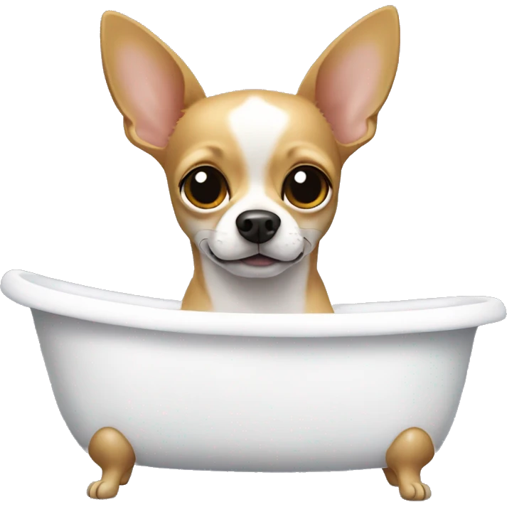 A Chihuahua in a bathtub emoji