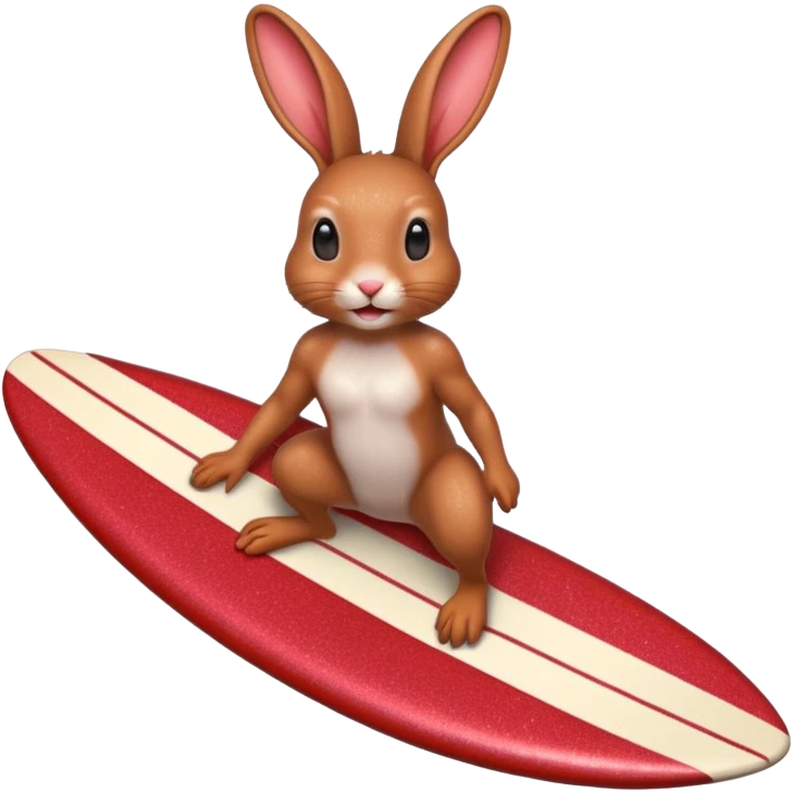 Surfing rabbit Happy Red Glitter  emoji