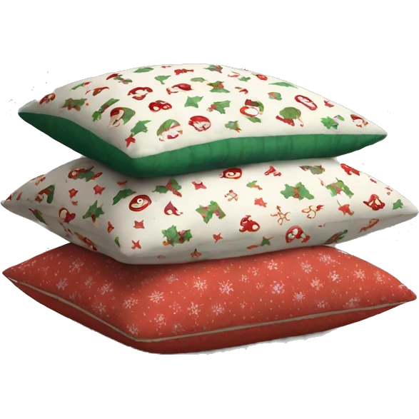 cozy pile of pillows with christmas print emoji