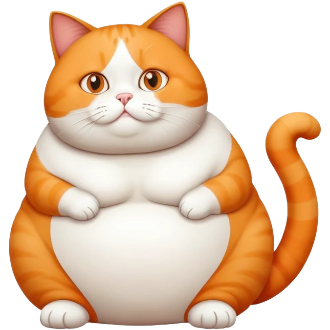 Fat cat sitting with round belly emoji