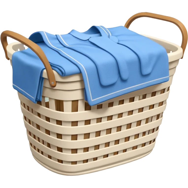 white LAUNDRY BASKET WITH FOLDED blue CLOTHES emoji