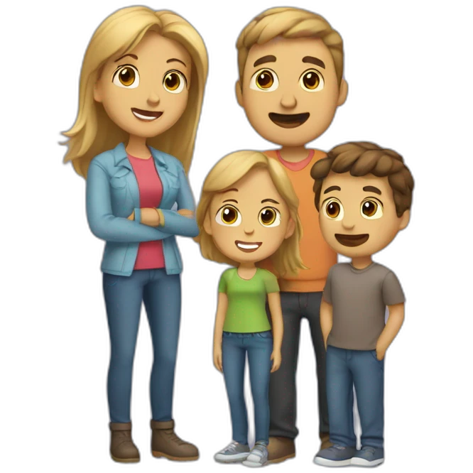 family talking to a guy emoji