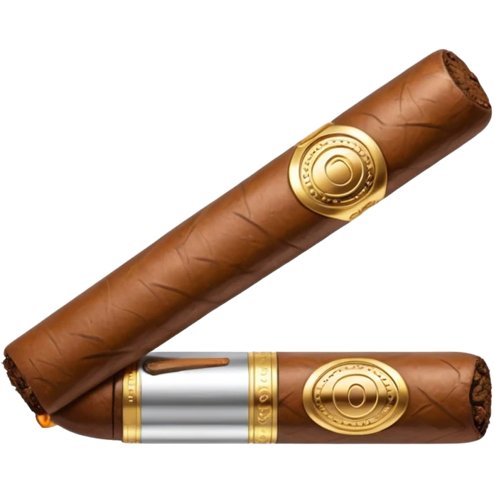 A luxury cigar emoji made of silver chrome, smooth metallic texture, minimal shape, glossy reflections, rich swag aesthetic, iOS emoji style, centered, clean white background emoji