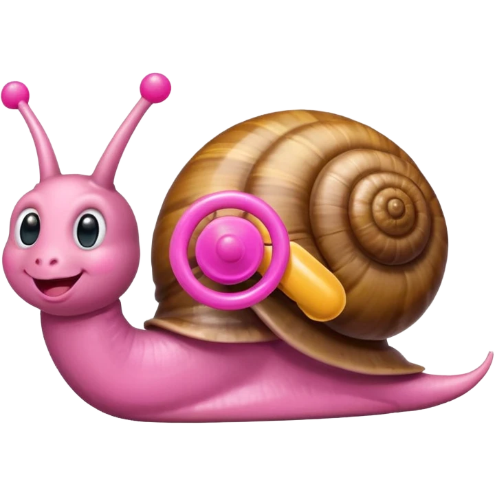 cute snail with a pink pacifier emoji