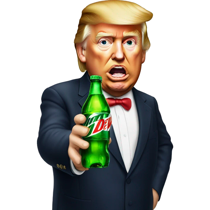 Donald trump drinking a mt dew emoji