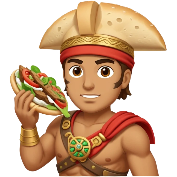 A Greek warrior eating a gyro emoji