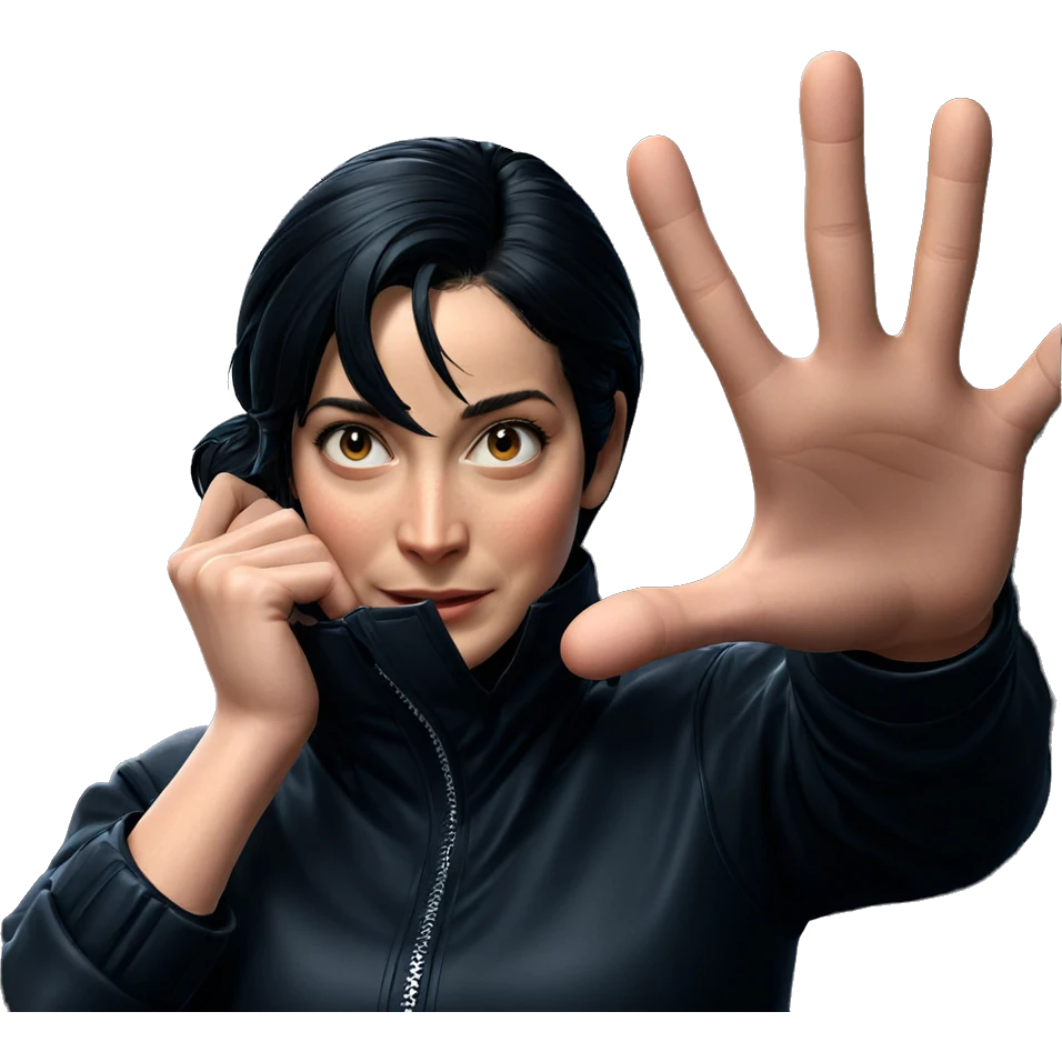 girl with black hair holding jacket emoji