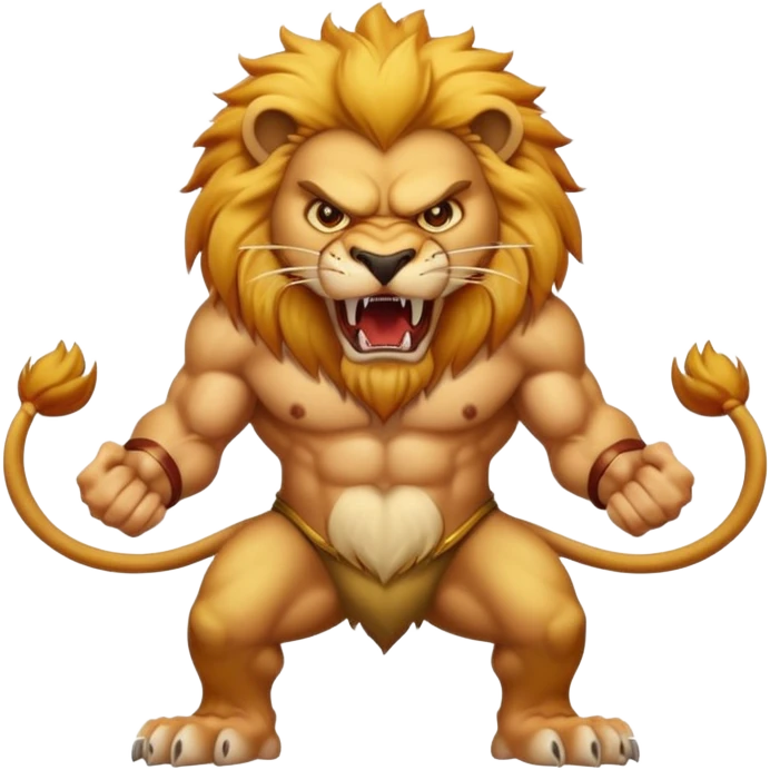 full body of angry lion with fangs, front face  emoji