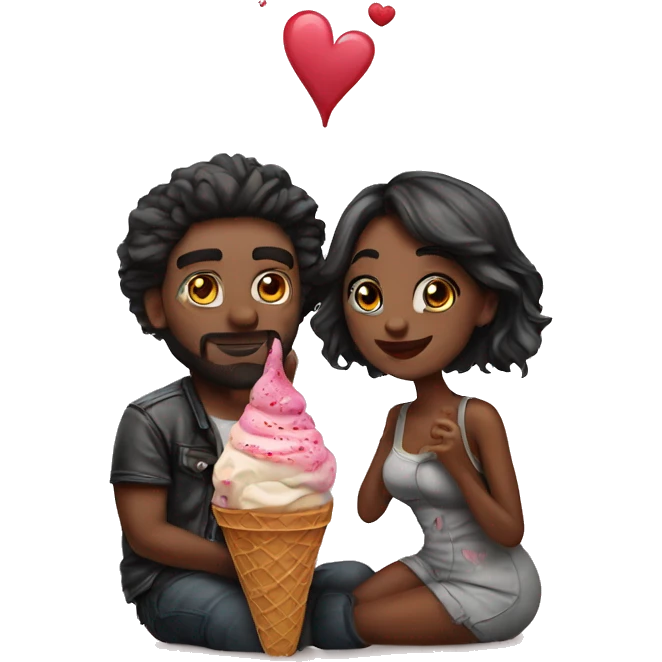 Romantic ice cream date for beautiful tattooed couple emoji