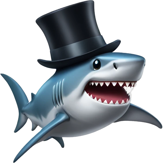 Shark with a top hat emoji