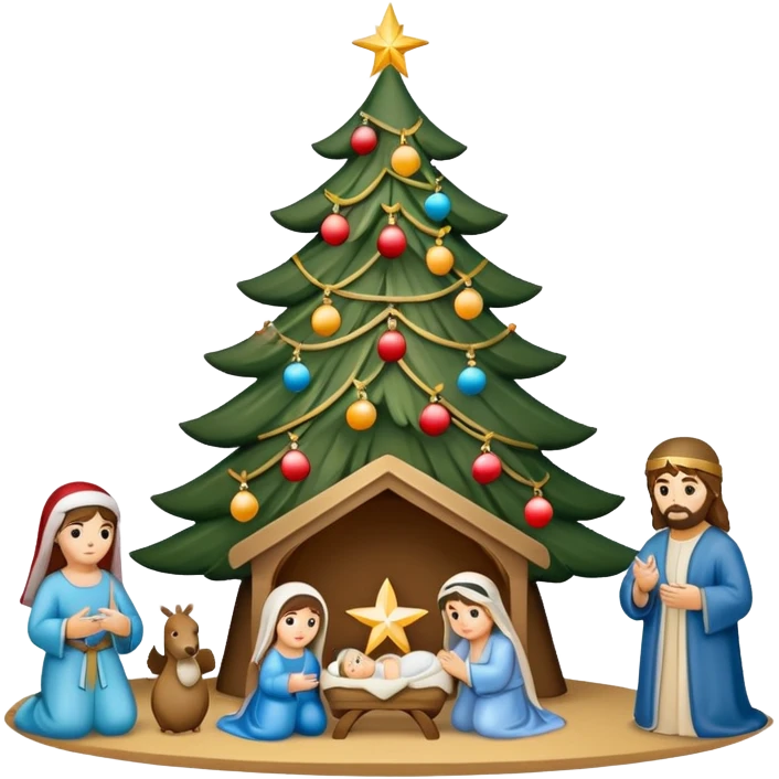 Christmas tree and nativity scene emoji