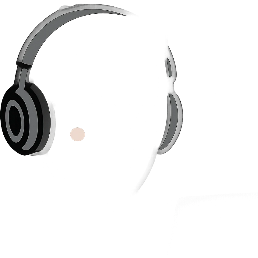 A tech enthusiast with headphones, a focused expression, and modern style, looking at a screen emoji