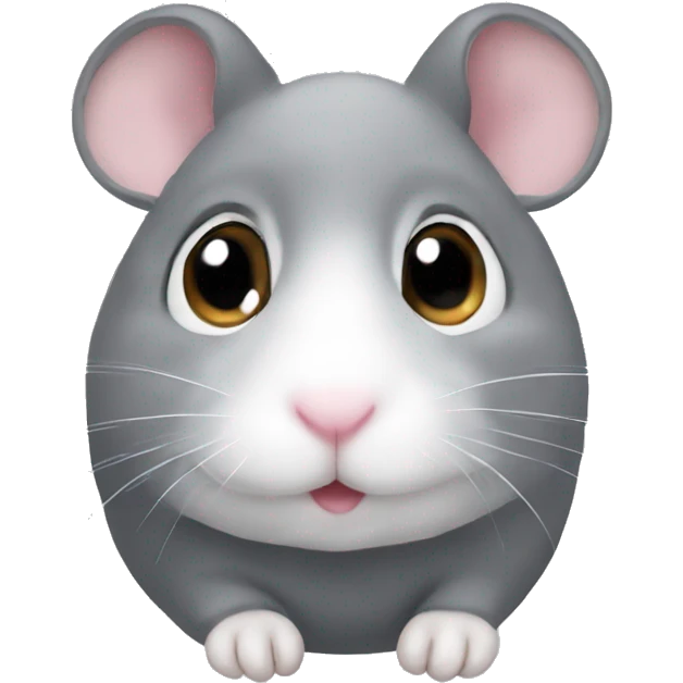 Cute Grey hampster with love eyes emoji