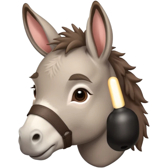 Cute donkey looking sideways with blush emoji