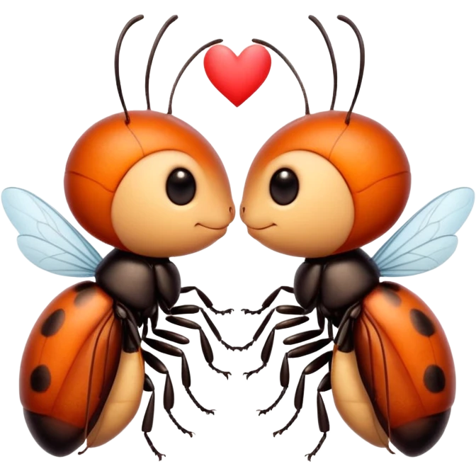 Two cute little bug, giving each other a kiss, and some words that say "Te amo mi bichín"  emoji
