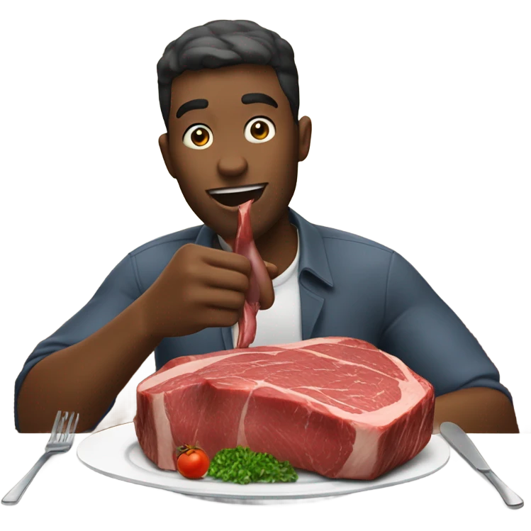 person eating giant steak emoji