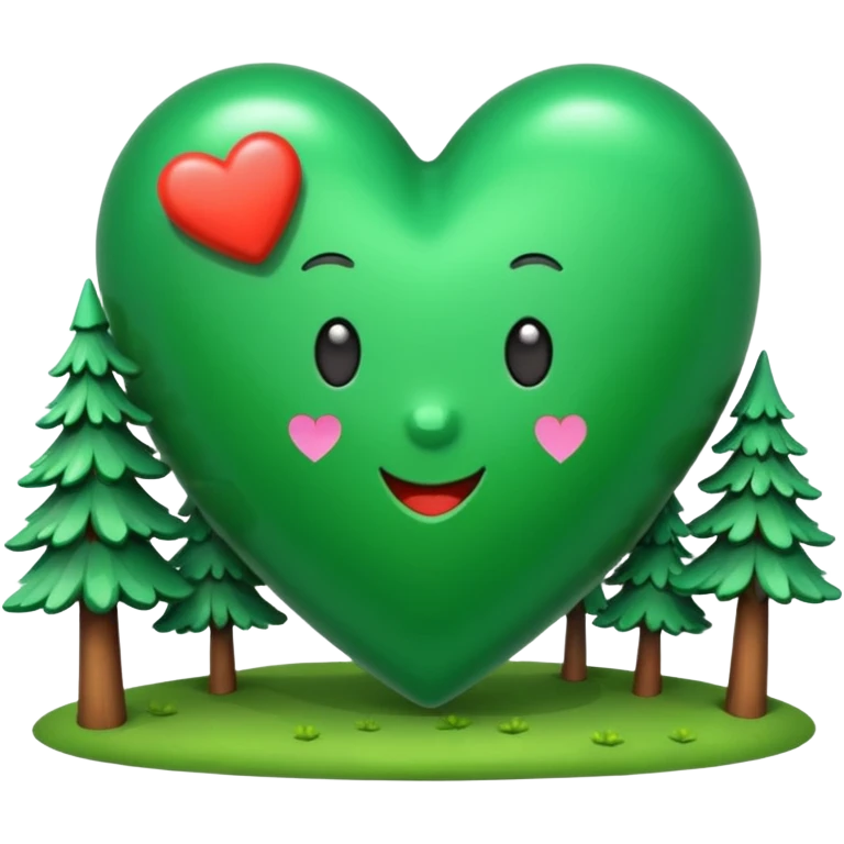 a big green heart emoji that says "I love you Candy"  with small pine trees behind it emoji