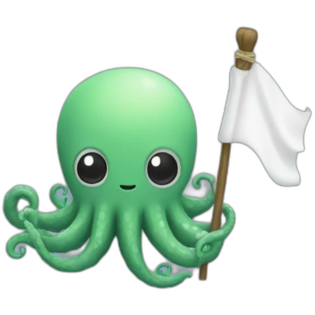 cute kraken hanging a white flag emoji