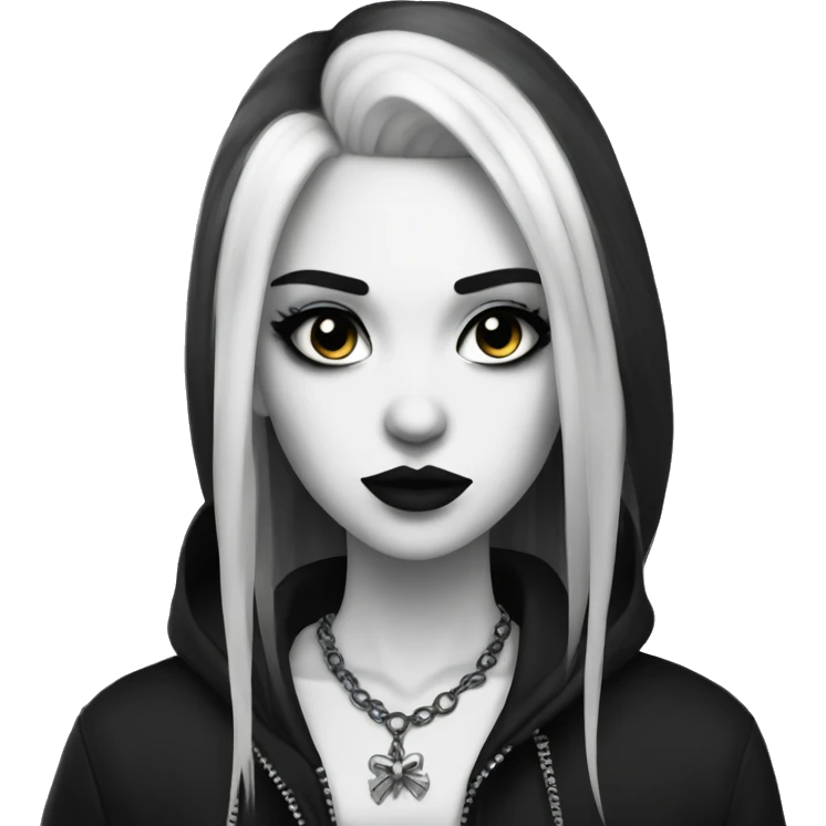 goth girl black and white hair emoji