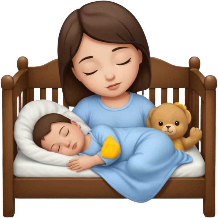 small baby sleeping brunette crib emoji