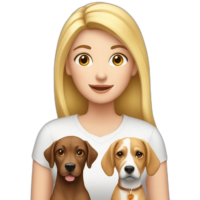 blonde lady with 2 dogs, 1 cat and a horse emoji
