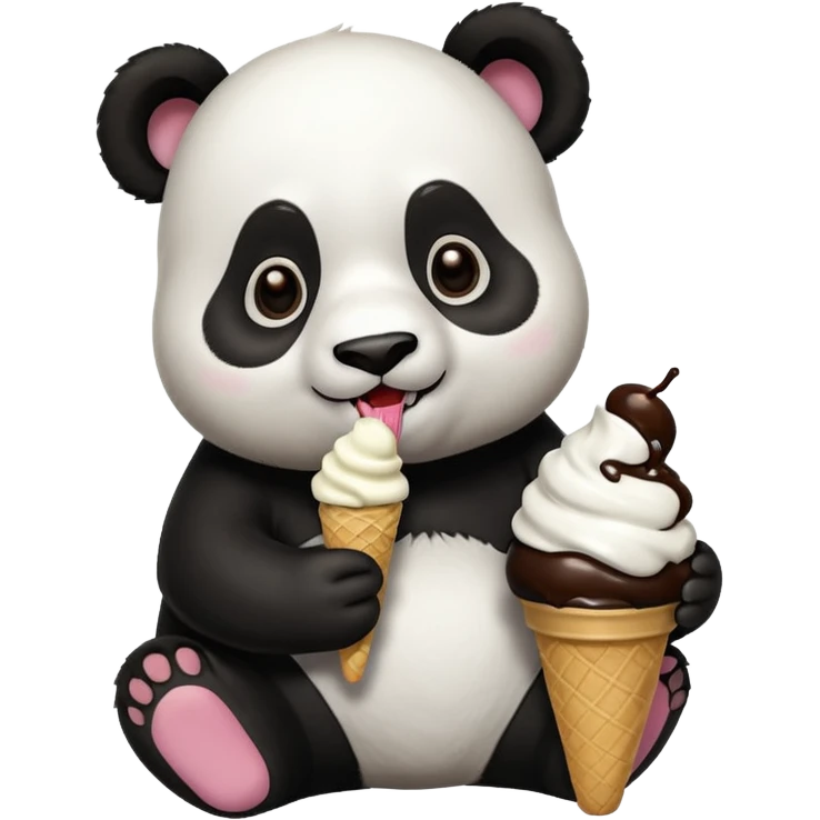 Panda eating ice cream emoji