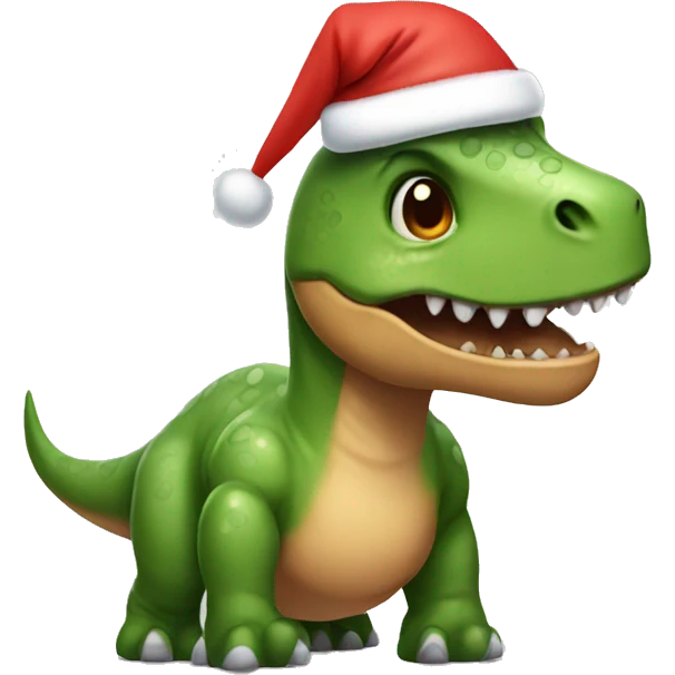 Dinosaur wearing a Christmas hat emoji