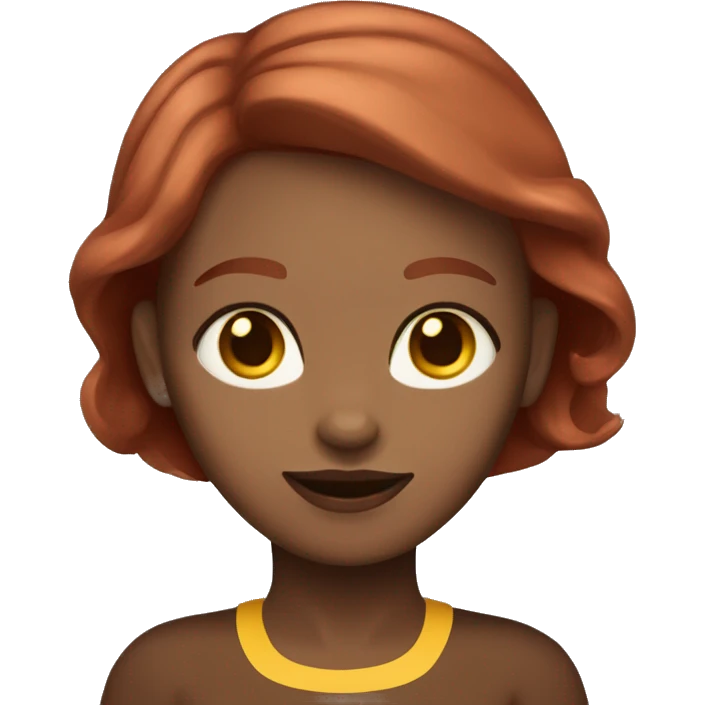 cherry red hair pale woman with Burmese chocolate brown cat with yellow eyes emoji