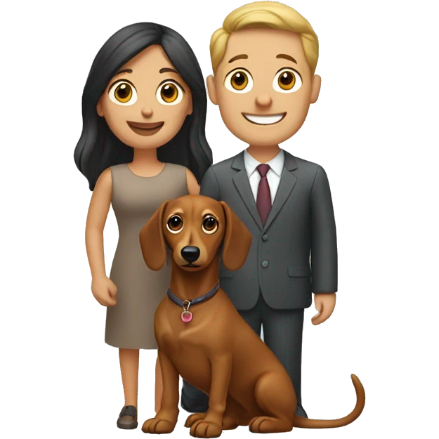 Couple with 2 dachshunds dogs emoji