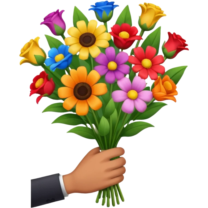 Male hand give a bogue of flowers emoji