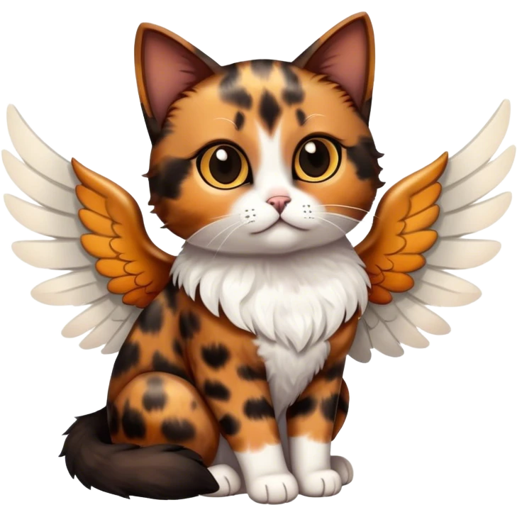 tortoiseshell mostly brown and black no white cat angel wings emoji