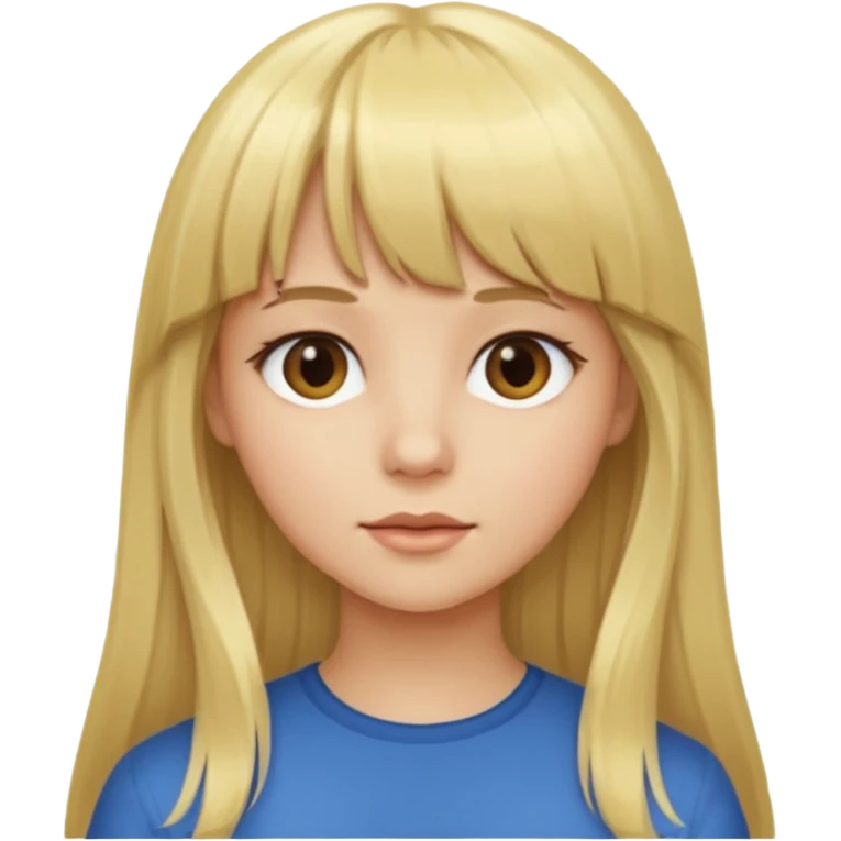 Fille blonde cheveux longs Frange emoji