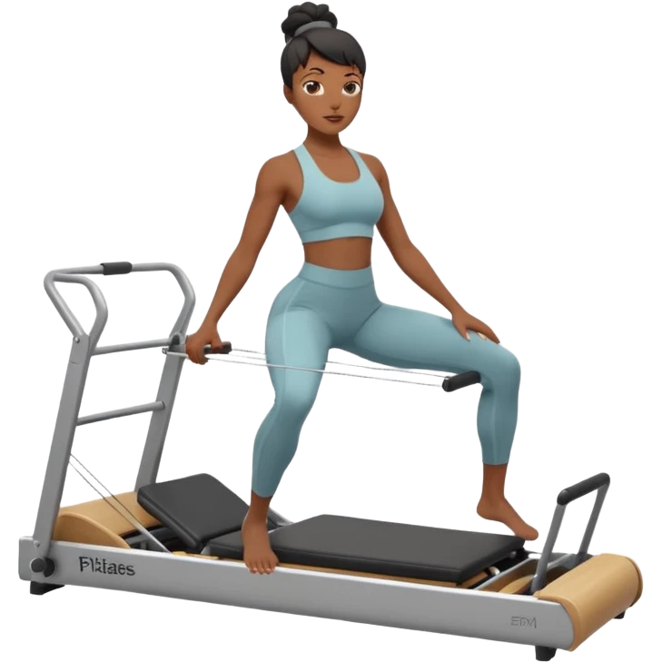 black woman with medium skin tone on pilates reformer emoji