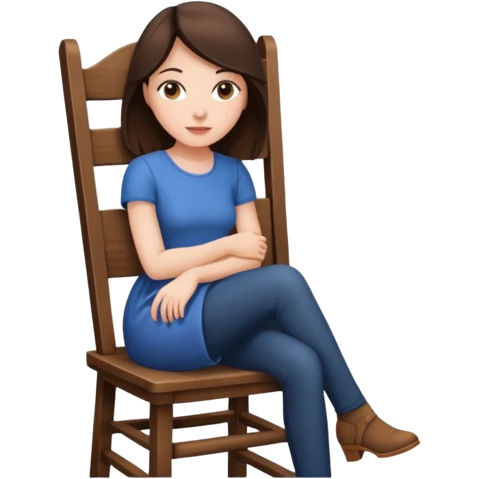 a brunette woman sitting on a chair emoji