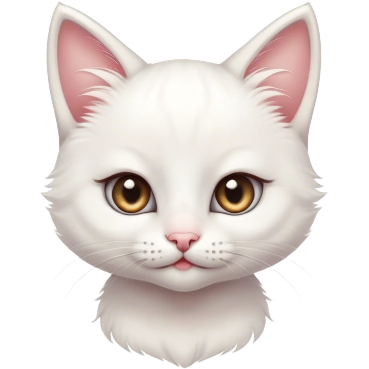 cute and flirty white kitten with eyelashes emoji