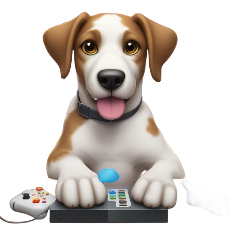 Dog playing video games emoji