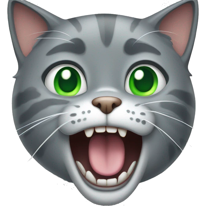 screaming gray cat with green eyes emoji