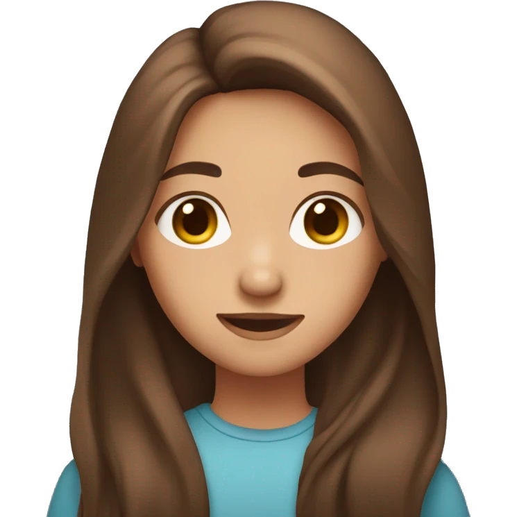 Girl with long brown hair and brown eyws emoji