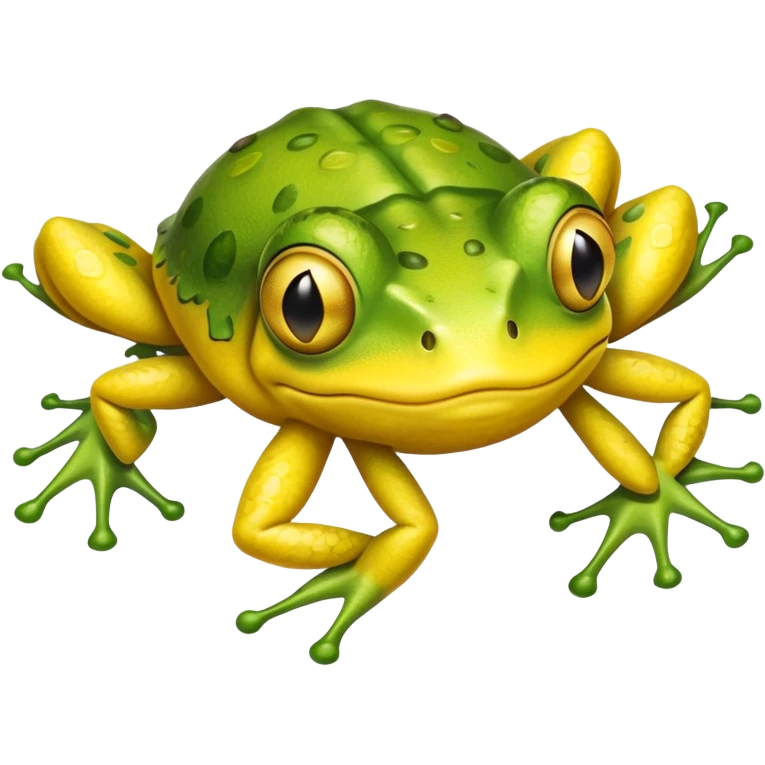 Lemon with frog legs and a face emoji