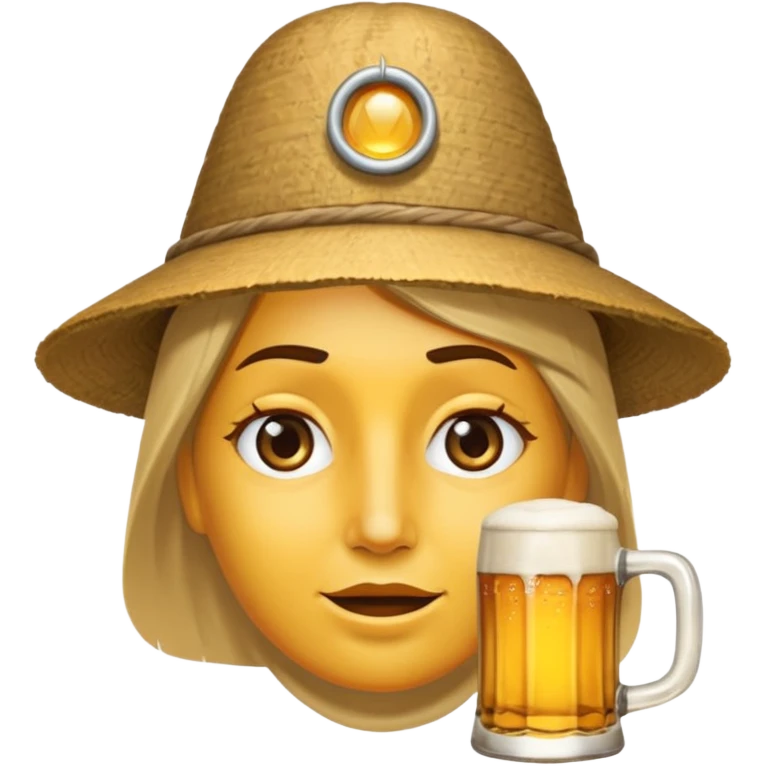 Erstelle das Emoji "zwinkerndes Gesicht" mit Bierkrug und Hut emoji
