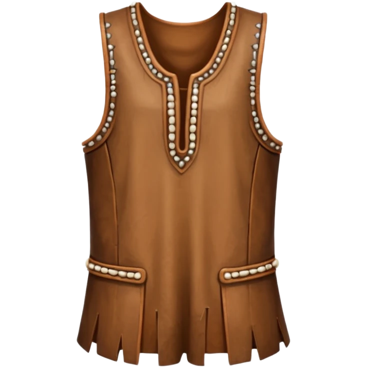 A sleeveless leather tunic stitched with bone needles, brown color









 emoji