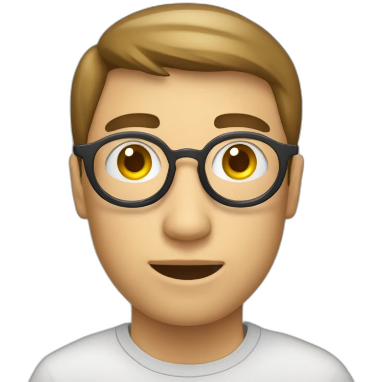 Un jeune homme qui regarde dans une loupe emoji