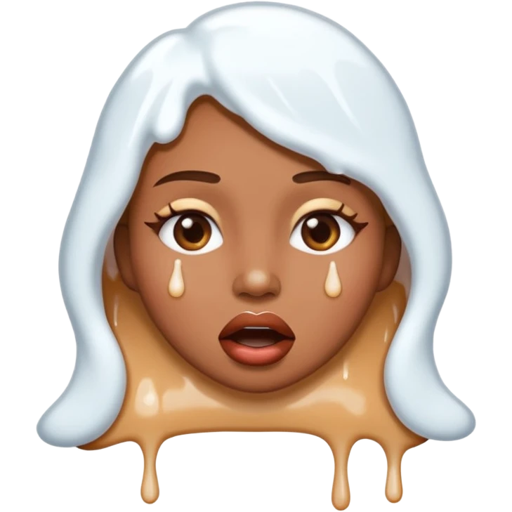 white icing dripping from a womans mouth emoji