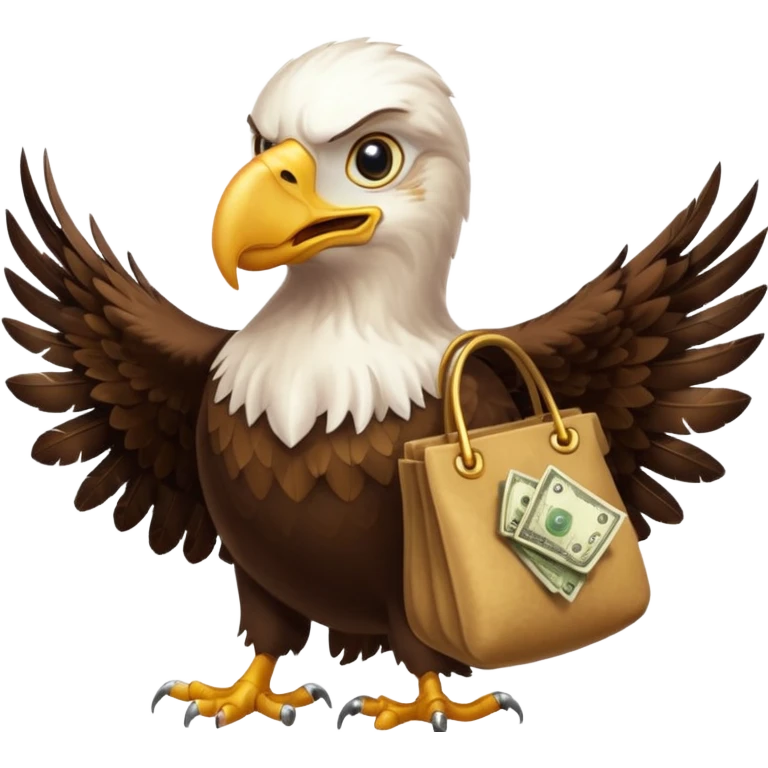 Eagle flying with money bag in mouth emoji
