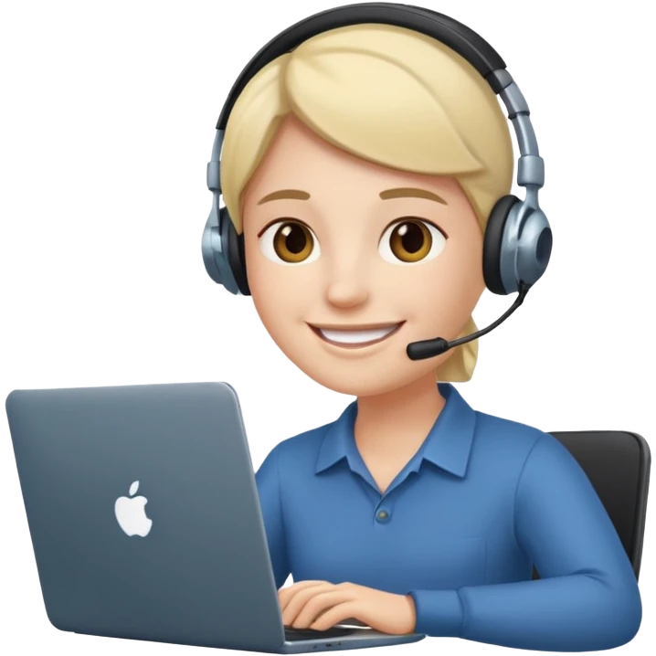Laptop with Video Call on it, person in call sitting in an office emoji