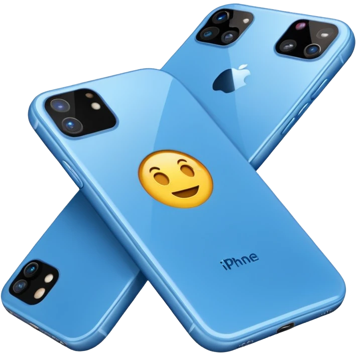 blue iPhone 16 with two cameras, emoji style, angled view emoji