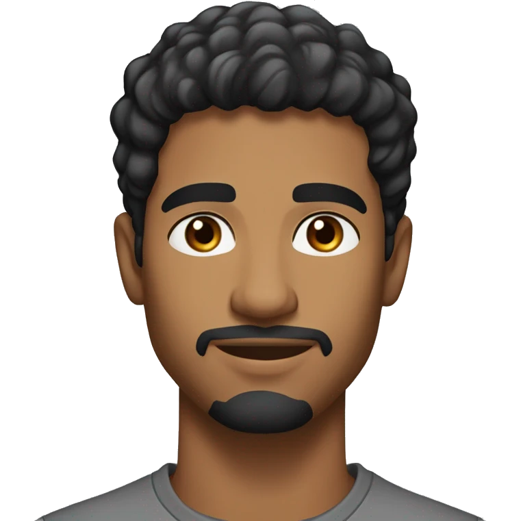 A 24 year old, north african man, with short black hair, with stubble facial hair,   with brown eyes wearing a t-shirt. emoji