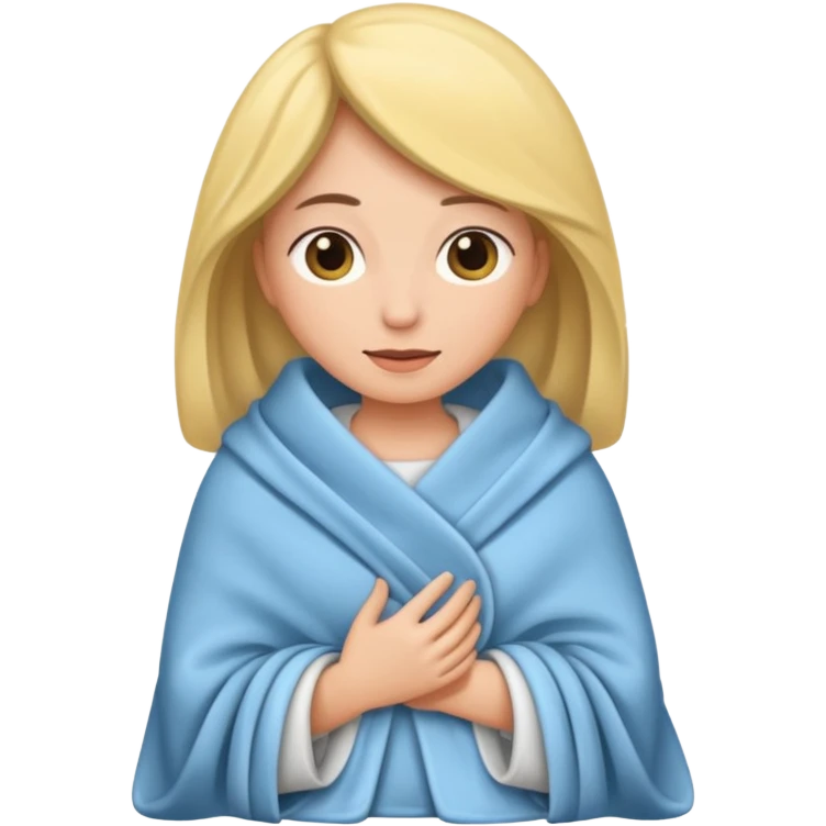 woman with tucked blanket emoji