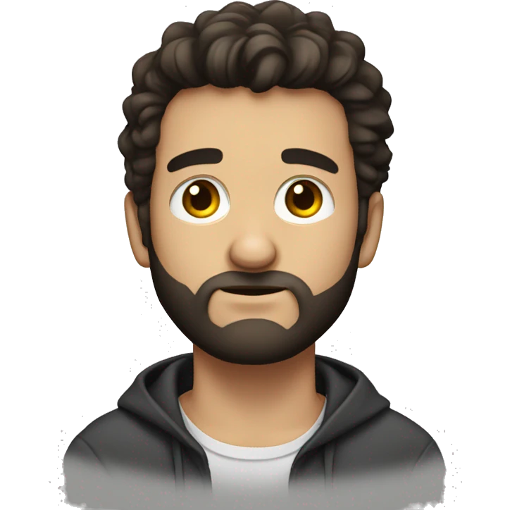 dark haired, trimmed beard, white bored young man emoji
