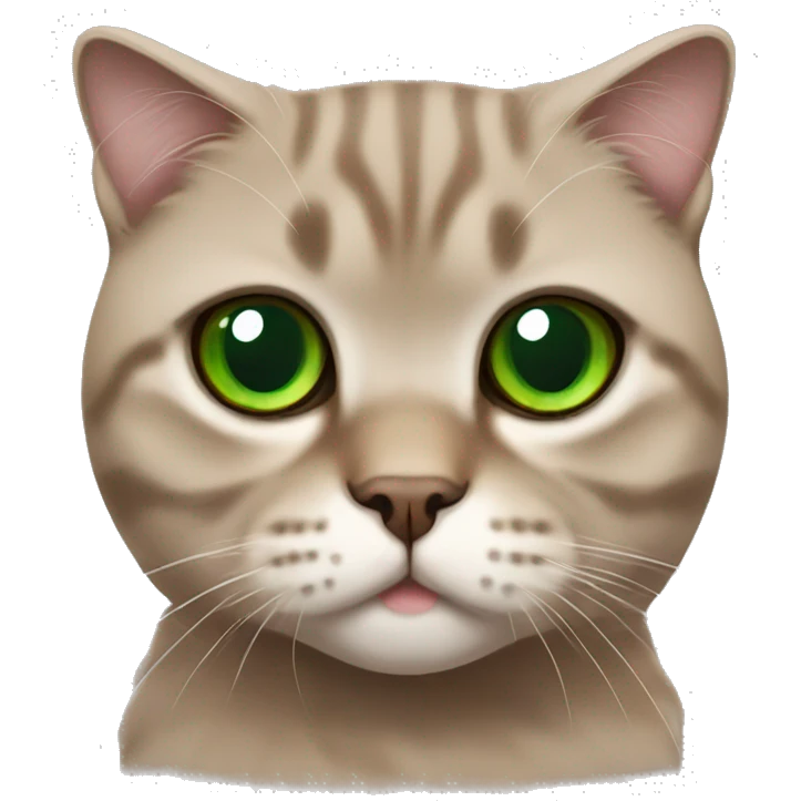 Brown scottish fold cat with green eyes  emoji